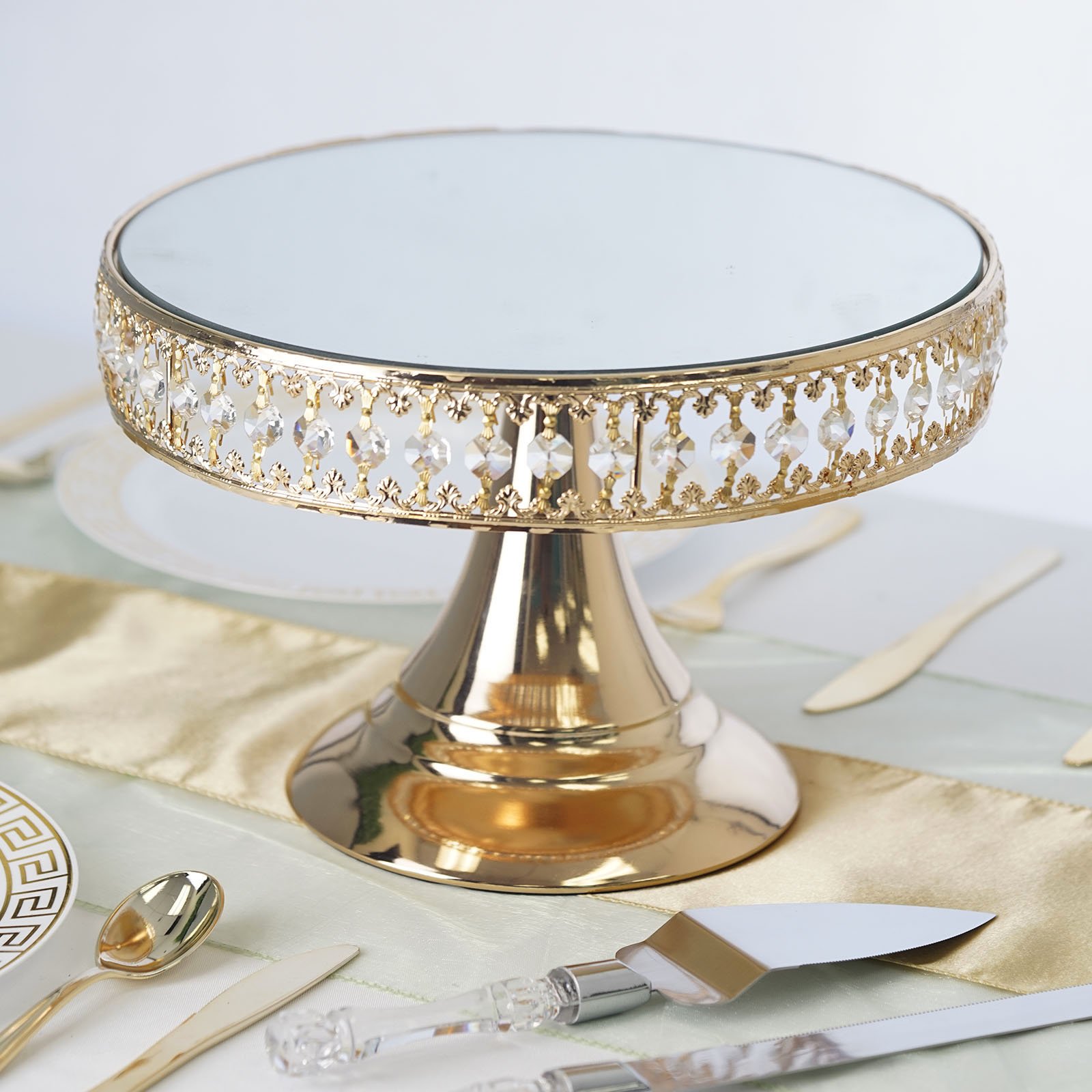 Beaded Gold Cake Stand